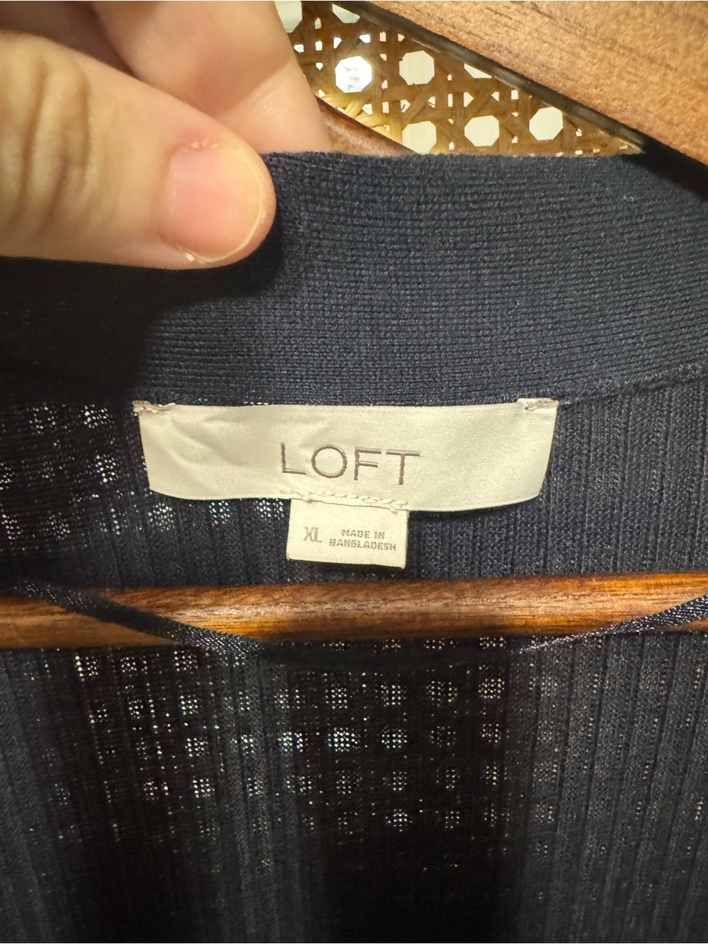 LOFT Open-Front Ribbed Cardigan Sweater - Navy - Picture 2 of 6